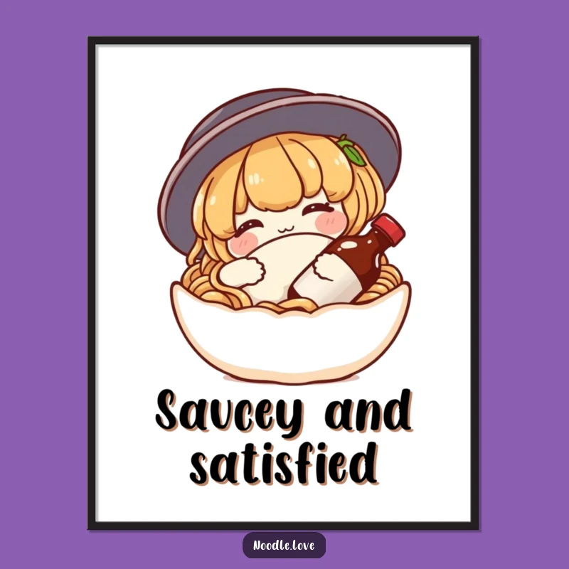 Free Printable Noodle Wall Art: Cozy Foodie Character Downloadable Art