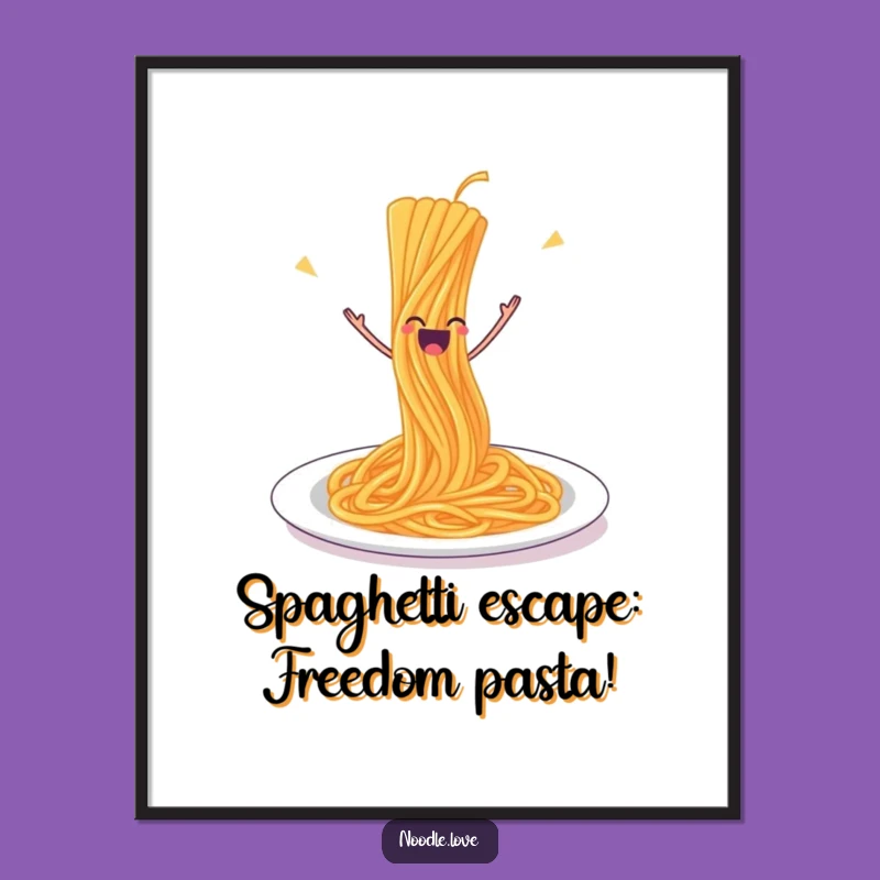 Funny Leaping Spaghetti Free Printable Wall Art - Downloadable Humorous Food Decor!