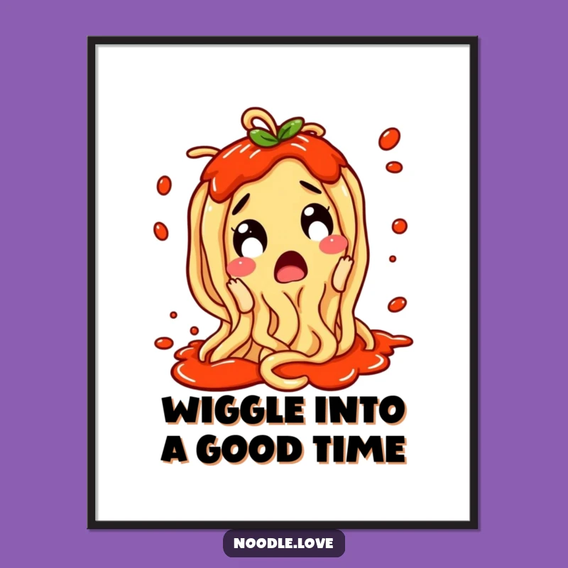 Free Printable Noodle Excitement Art: Funny Downloadable Gift for Kitchen Whimsy