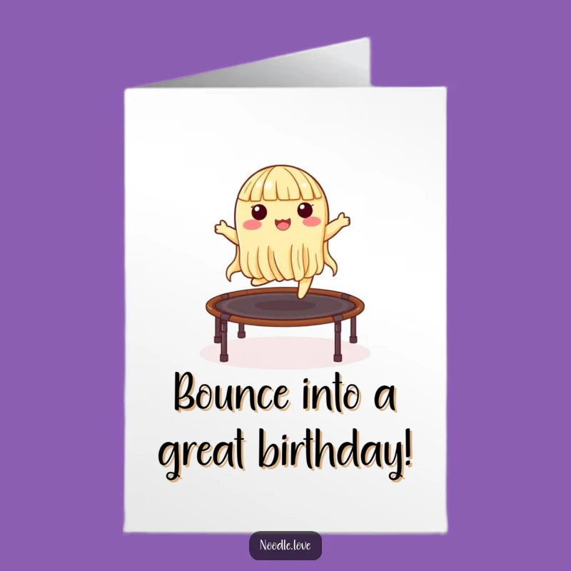Free Printable Birthday Card: Noodle Bounces on Nori Trampoline, Funny Gift
