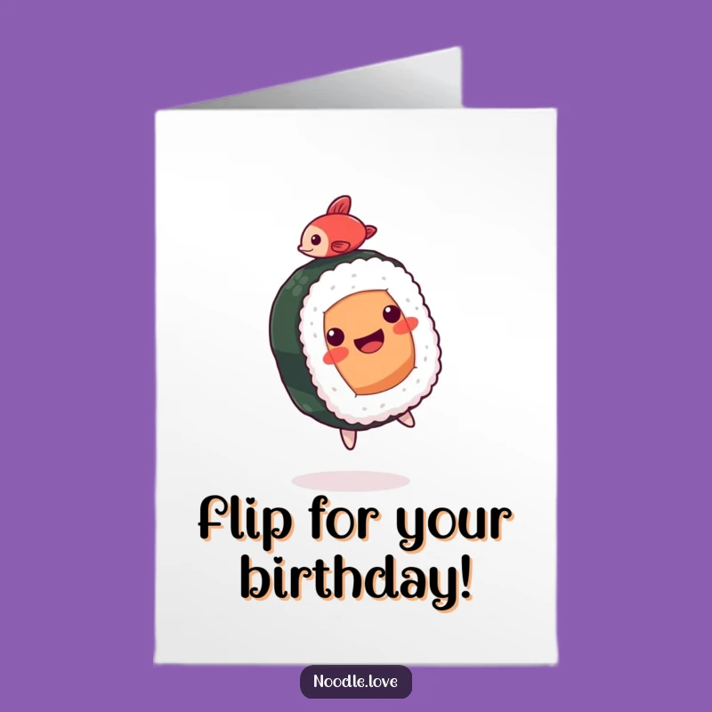Free Printable Sushi Backflip Birthday Card: Funny Downloadable Gift for Sushi Lovers