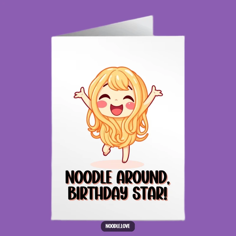 Free Printable Happy Birthday Card: Dancing Noodle - Joyful Downloadable Gift for Fun