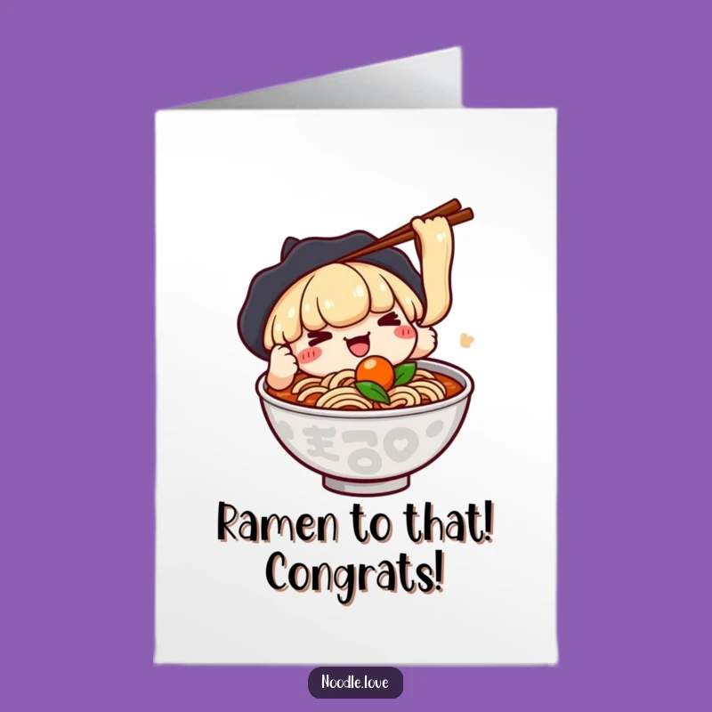 Free Printable Congrats Card: Kawaii Ramen Success, Downloadable Gift