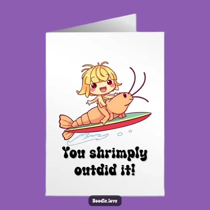 Free Printable Congratulations Card: Noodle Shrimp Surfing - Funny DIY