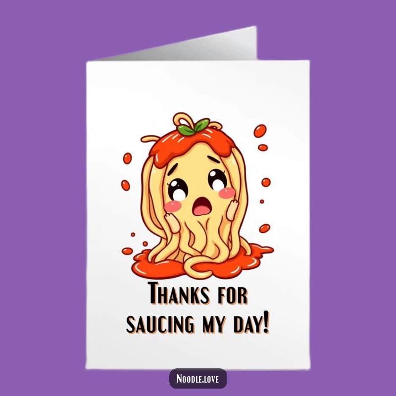 Free Printable Noodle Splatter Thank You Card: Humorous Downloadable Gift for Unexpected Thanks