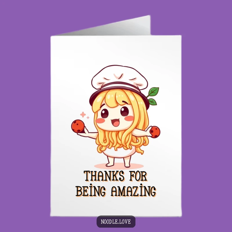 Free Printable Thank You Card: Juggling Noodle Chef, Cute Funny Downloadable Gift