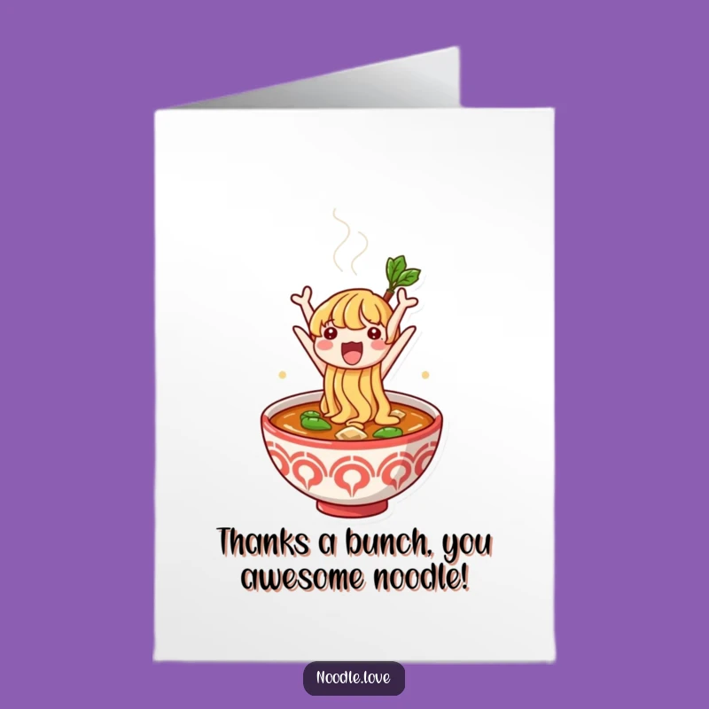 Free Printable Thank You Card: Noodle Character Gratitude, Downloadable Gift