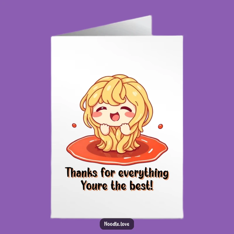 Free Printable Thank You Card: Noodle Splashing Sauce - Humorous Downloadable Gift!
