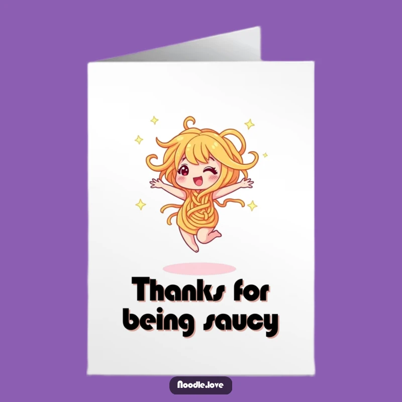 Free Printable Thank You Card: Dancing Noodle Character for a Sparkly DIY Appreciation Gift
