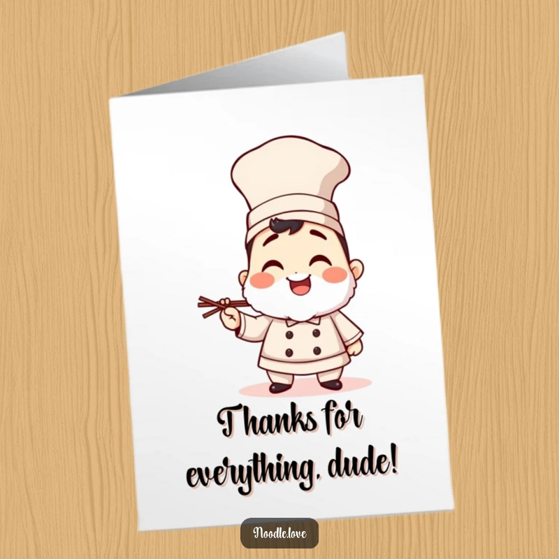 Funny Free Printable Sushi Chef Thank You Card, giggling with chopsticks, conveying heartfelt thanks with culinary flair.