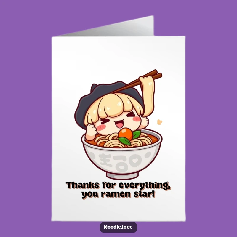 Free Printable Thank You Card: Kawaii Ramen Thanks, Downloadable Gift