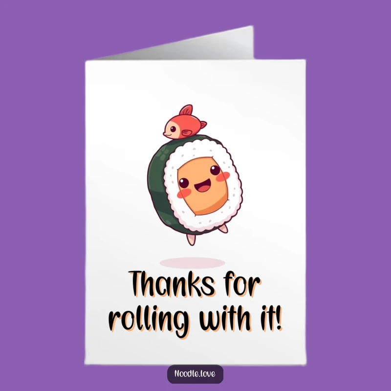 Free Printable Sushi Roll Thank You Card: Humorous Downloadable Gift for Amazing Deeds