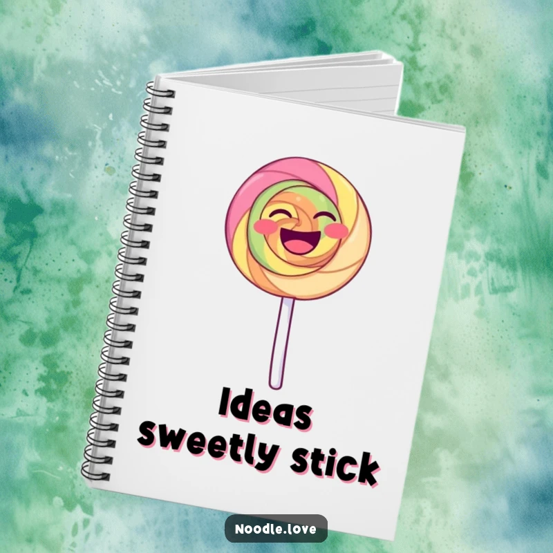 Funny Laughing Lollipop Notebook: A happy lollipop dances on its stick, perfect for a funny gift for note-takers.