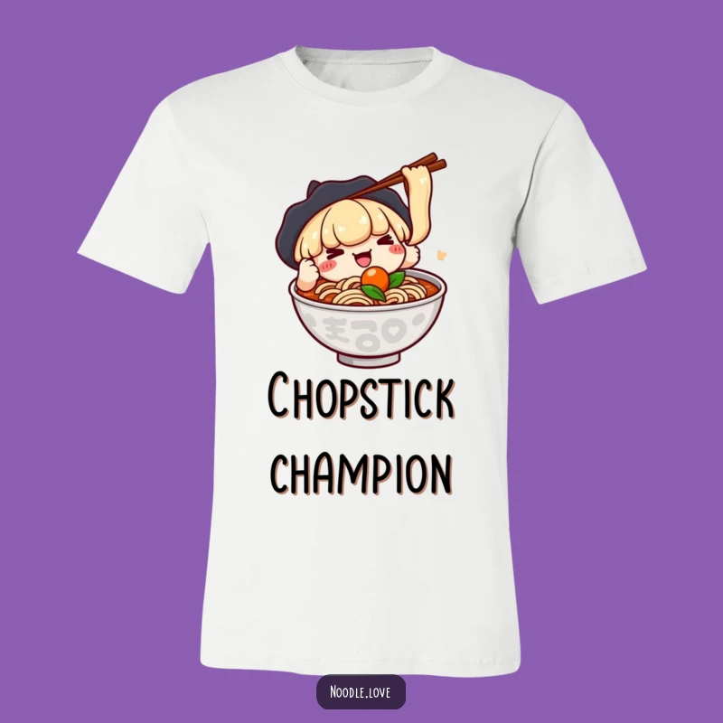 Funny Ramen Quest T-Shirt: Kawaii Character's Chopstick Challenge - Humorous Gift