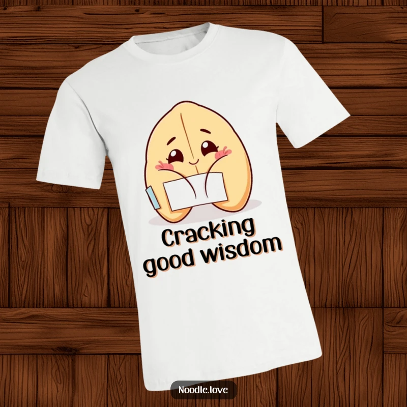 Funny Fortune Cookie T-Shirt: A cartoon fortune cookie winking cheekily as it pops open with a wide grin, a fun gift.
