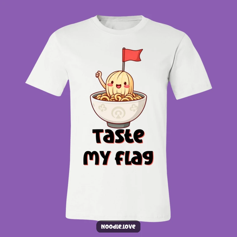 Funny Ramen Noodle Flag Tee: Hilarious Character Shirt for Joyful Foodies