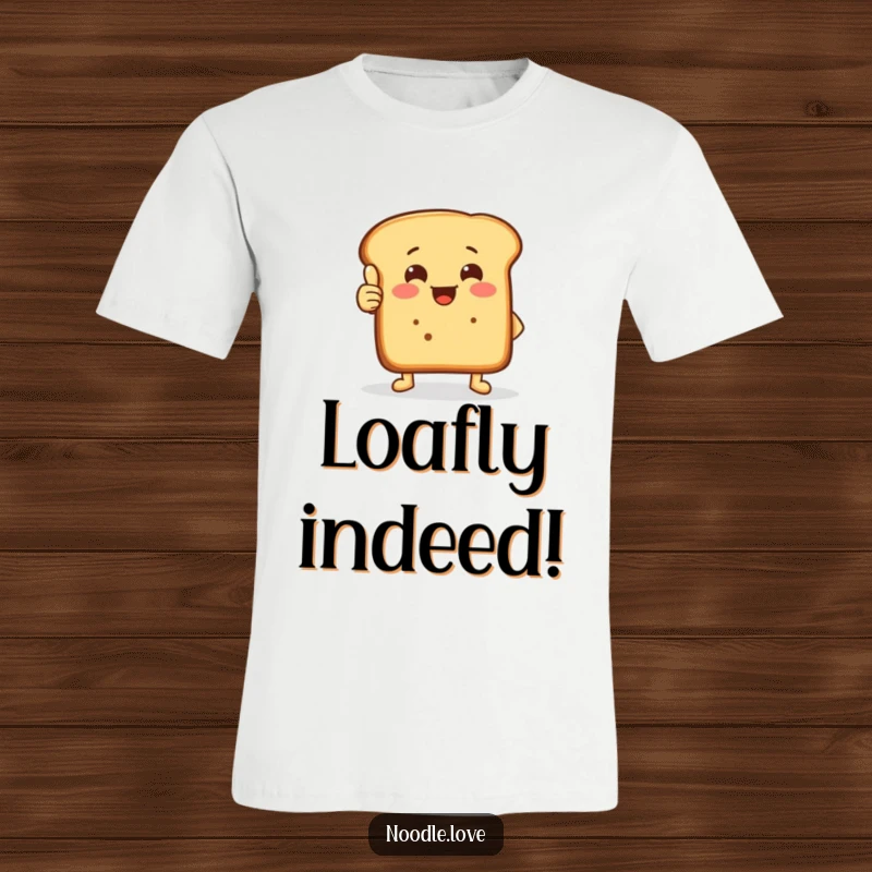 Funny thumbs-up bread t-shirt with a happy bread loaf on small feet offering a crusty thumbs-up gesture.