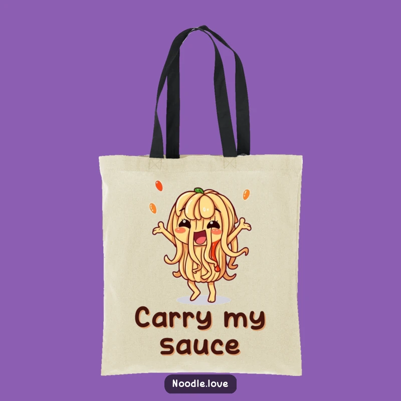 Funny Noodle Tote Bag: Saucy Sidewalk Dancer, Perfect Practical Funny Gift for Groceries!