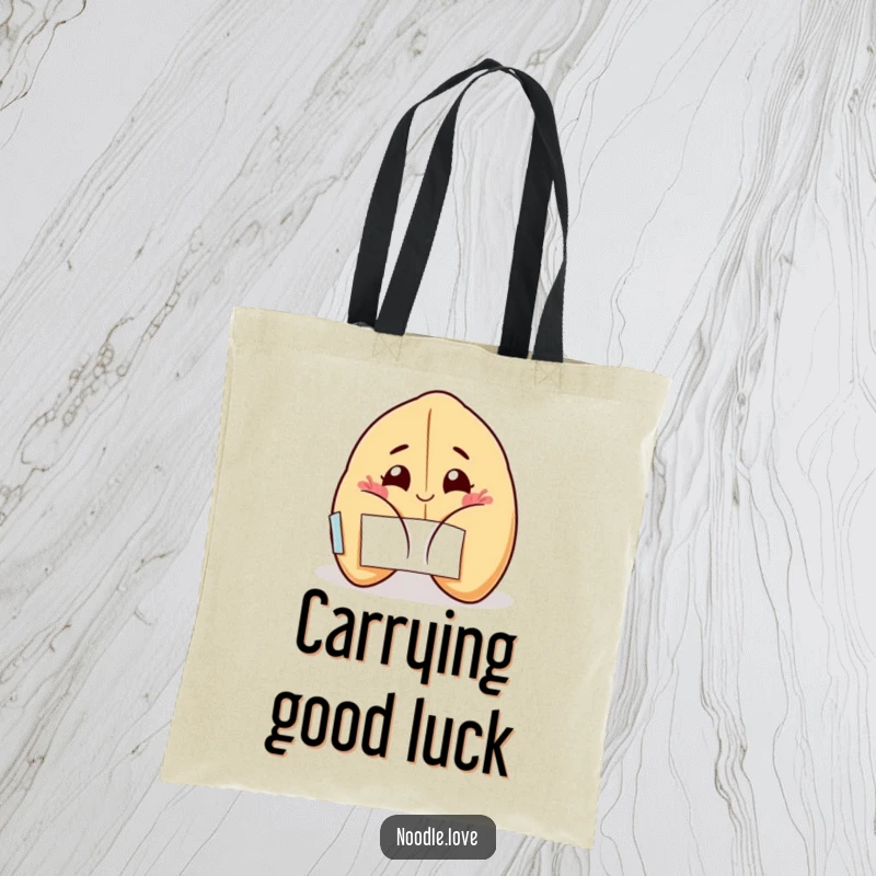 Funny Fortune Cookie Tote Bag: A winking fortune cookie popping open with a wide, happy grin, a charming and funny gift.