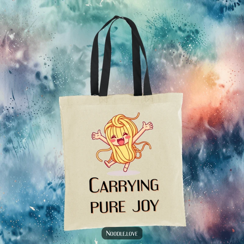 Funny Noodle Character Loop-de-Loop Tote Bag - Whimsical pasta design on a useful bag, great funny gift.