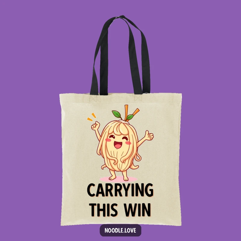 Funny Kawaii Noodle Victory Dance Tote Bag - Stylish Humorous Carry-all Gift