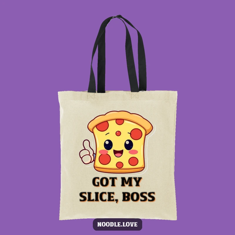 Funny Kawaii Pizza Tote Bag: Stylish Thumbs Up Slice Accessory for Shopping