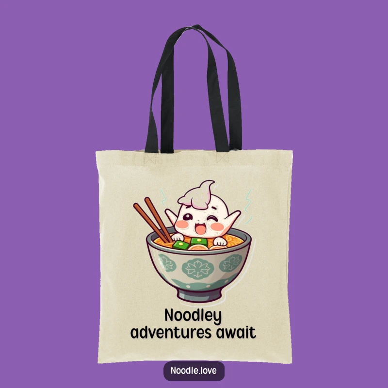 Funny Ramen Tote Bag: Giggling Noodle Character Carries Fun from Steaming Broth!