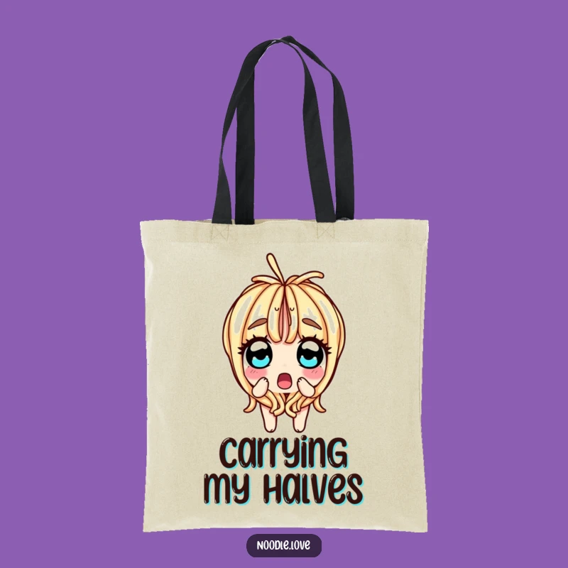 Funny Surprised Noodle Split Tote Bag: Carry Your Surprise Hilariously